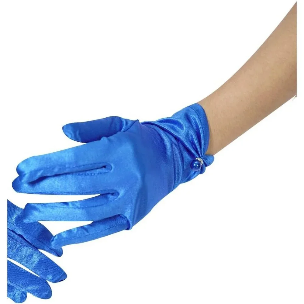 Women's Evening Lvory-Satin Tulle Short Lace Gloves Wrist Wedding Bridal Party